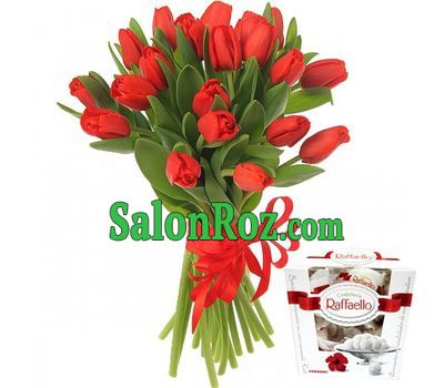 25 red tulips with Raffaello 25 red tulips with Raffaello