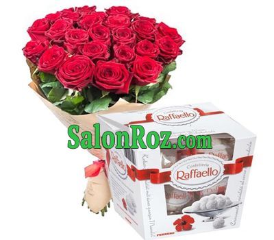 Букет із 25 троянд і Raffaello Букет із 25 троянд і Raffaello
