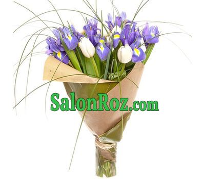 Elegant bouquet of white tulips and irises Elegant bouquet of white tulips and irises