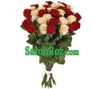Fashion bouquet of red and cream roses Fashion bouquet of red and cream roses