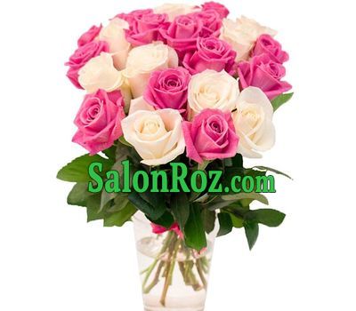 Delicate bouquet of white and pink roses Delicate bouquet of white and pink roses