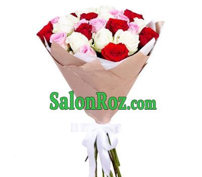 A charming bouquet of multi-colored roses A charming bouquet of multi-colored roses