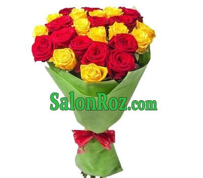 Bright bouquet of yellow and red roses Bright bouquet of yellow and red roses