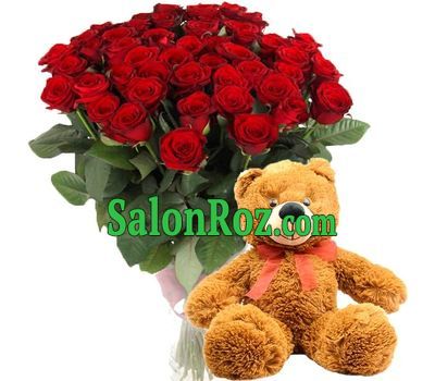 51 red rose and teddy bear 51 red rose and teddy bear