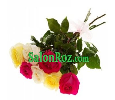 7 multi-colored roses 70 cm 7 multi-colored roses 70 cm