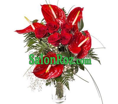 Bouquet for a man with an anthurium and roses Bouquet for a man with an anthurium and roses