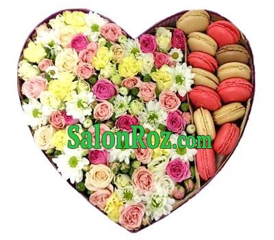 Flower box with pasta in the shape of heart Flower box with pasta in the shape of heart