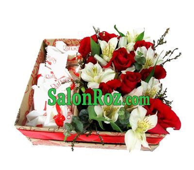 Flowers and Raffaello in a rectangular box Flowers and Raffaello in a rectangular box