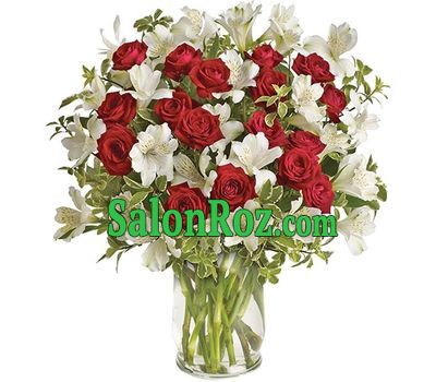 Spectacular bouquet of roses and white alstroemeria Spectacular bouquet of roses and white alstroemeria