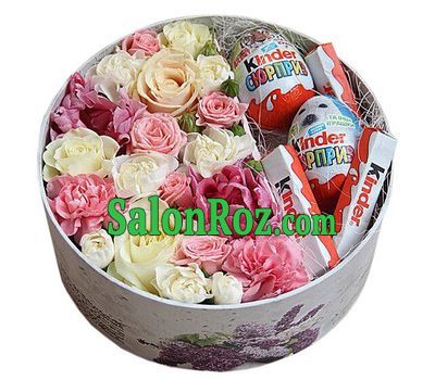Box with flowers and kinder Box with flowers and kinder