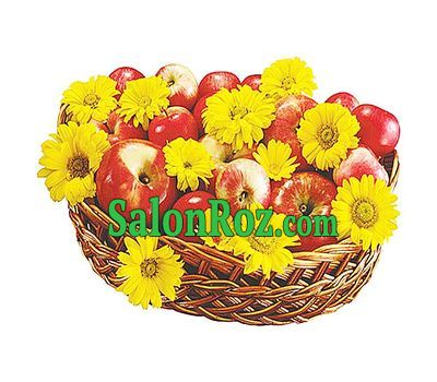 Basket of apples with flowers Basket of apples with flowers