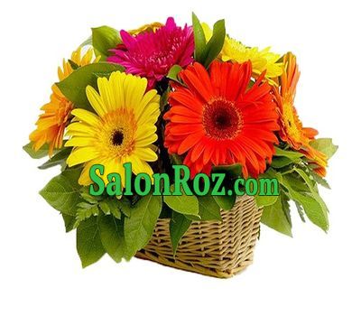 Small basket with gerberas Small basket with gerberas