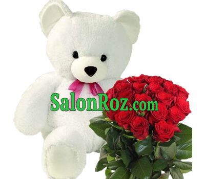 Teddy bear and red roses Teddy bear and red roses
