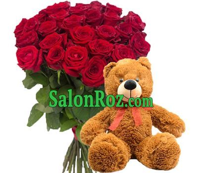 Bear and 25 red roses Bear and 25 red roses