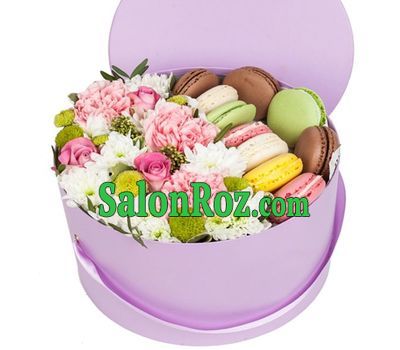Fashionable box of flowers with pasta Fashionable box of flowers with pasta