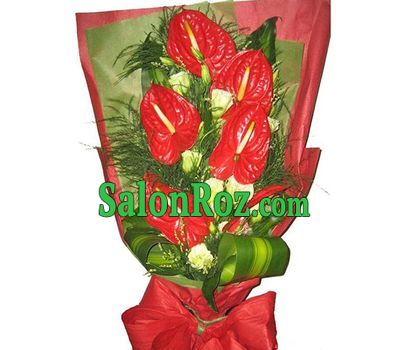 A man''s bouquet of anthuriums and eustom A man''s bouquet of anthuriums and eustom