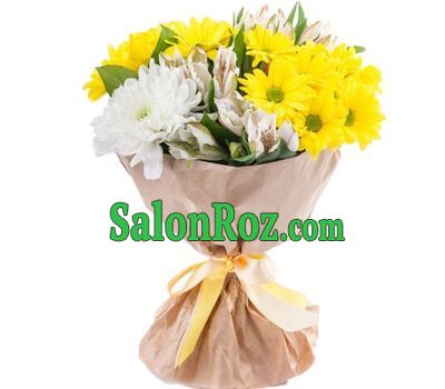 A small bouquet of chrysanthemums and alstromeries A small bouquet of chrysanthemums and alstromeries