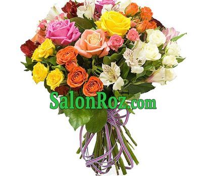 An unusual mix of roses and alstromeries An unusual mix of roses and alstromeries