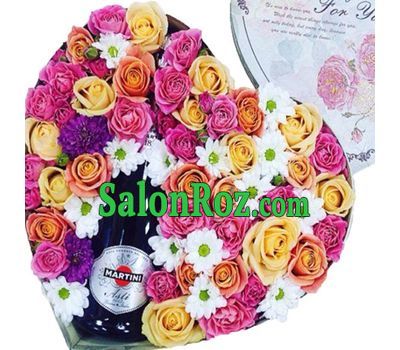 Asti Martini and flowers in a box Asti Martini and flowers in a box