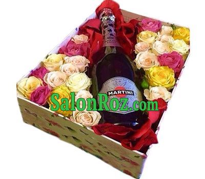 Roses in a box of champagne Roses in a box of champagne