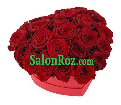 Heart of 25 red roses in a heart box Heart of 25 red roses in a heart box
