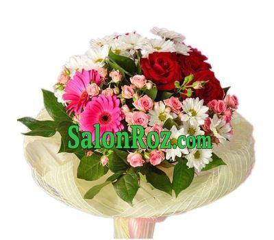 Bouquet with gerberas and spray roses Bouquet with gerberas and spray roses