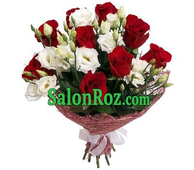 Bouquet of red roses and white eustomas Bouquet of red roses and white eustomas