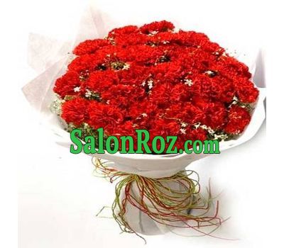 Bouquet of 65 red carnations with gypsophila Bouquet of 65 red carnations with gypsophila