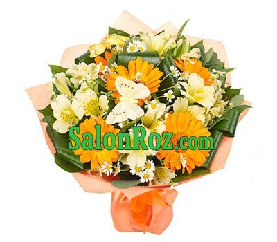 Bouquet of flowers from 5 gerberas and 8 alstroemerias Bouquet of flowers from 5 gerberas and 8 alstroemerias