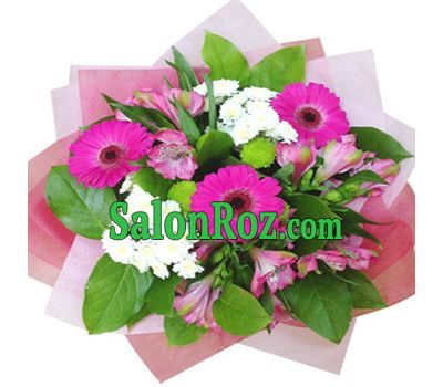 Bouquet of 5 alstromeries, 3 gerberas and 3 chrysanthemums Bouquet of 5 alstromeries, 3 gerberas and 3 chrysanthemums