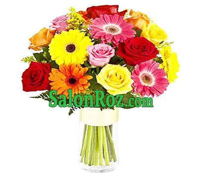 Bouquet of 10 roses and 9 gerberas Bouquet of 10 roses and 9 gerberas