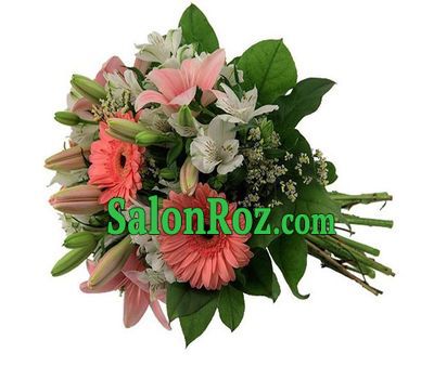 Bouquet of flowers from 1 lilies, 5 alstromeries and 3 gerberas Bouquet of flowers from 1 lilies, 5 alstromeries and 3 gerberas
