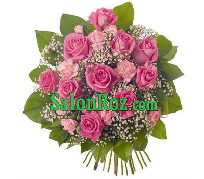 Bouquet of flowers from 11 roses and 6 carnations Bouquet of flowers from 11 roses and 6 carnations