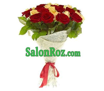 Bouquet of 25 white and red roses Bouquet of 25 white and red roses