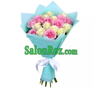 Bouquet of 15 white and pink roses Bouquet of 15 white and pink roses