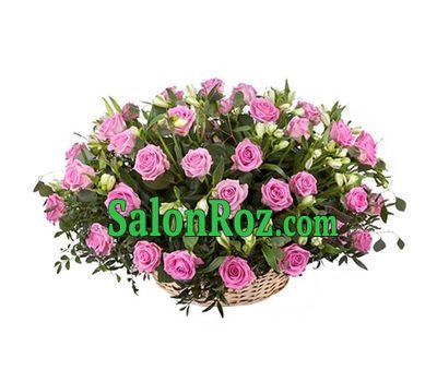 Basket of roses and alstroemerias Basket of roses and alstroemerias