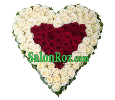 Heart of 101 red and white roses Heart of 101 red and white roses