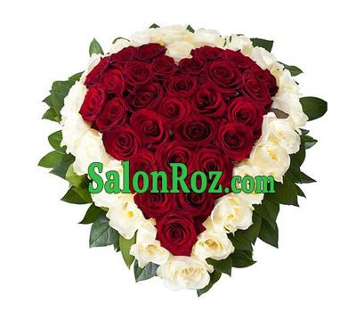 Heart of 51 white and red roses Heart of 51 white and red roses