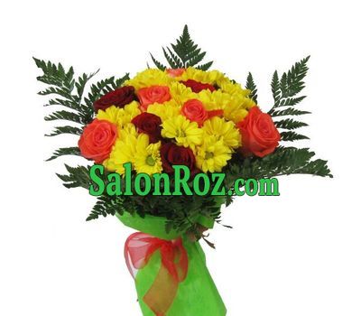 Bouquet of 9 roses and 10 chrysanthemums Bouquet of 9 roses and 10 chrysanthemums