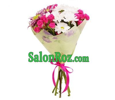 Bouquet of 3 roses and 2 chrysanthemums Bouquet of 3 roses and 2 chrysanthemums