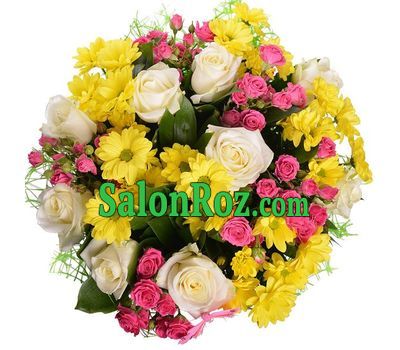 Bouquet of 14 roses and 5 chrysanthemums Bouquet of 14 roses and 5 chrysanthemums
