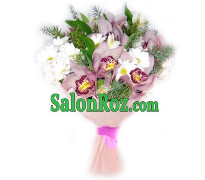 Bouquet of 7 orchids and 4 chrysanthemums Bouquet of 7 orchids and 4 chrysanthemums