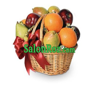 Fruit basket with pears, apples and orange Fruit basket with pears, apples and orange