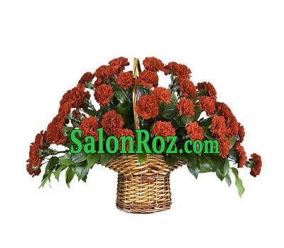 Basket of flowers from 45 red carnations Basket of flowers from 45 red carnations