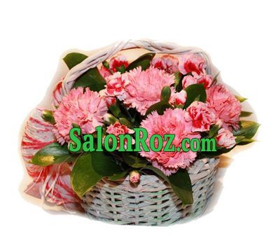 Basket of flowers from 13 carnations Basket of flowers from 13 carnations