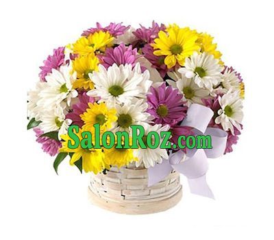 Basket of flowers from 13 different colored chrysanthemums Basket of flowers from 13 different colored chrysanthemums